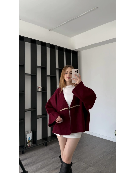 Bordo Elira Kalın Ceket Hırka
