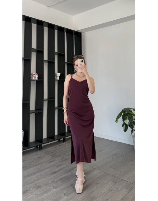 Bordo Gaia Ayarlanabilir Askılı Elbise