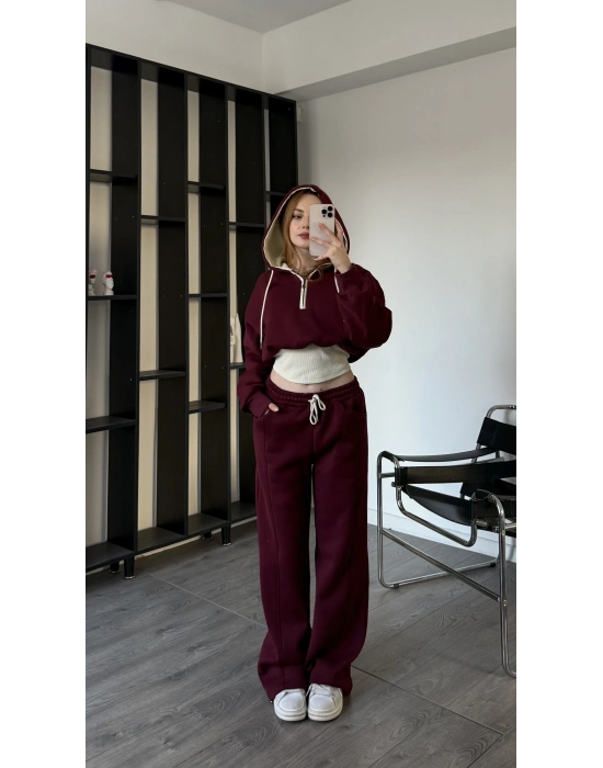 Bordo Leo Belden Oturmalı 2’li Takım