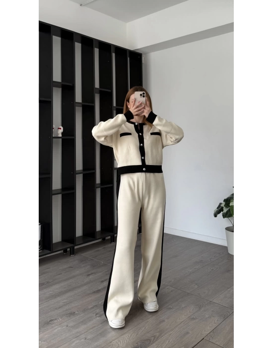 Ekru Chiara Blok Renkli Triko Takım