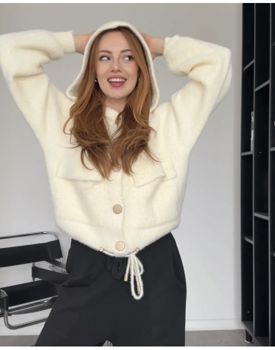 Ekru Jenny Düğmeli Yumoş Ceket