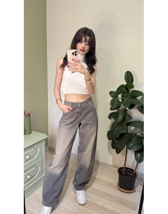 Eskitme Antrasit Baggy Jean
