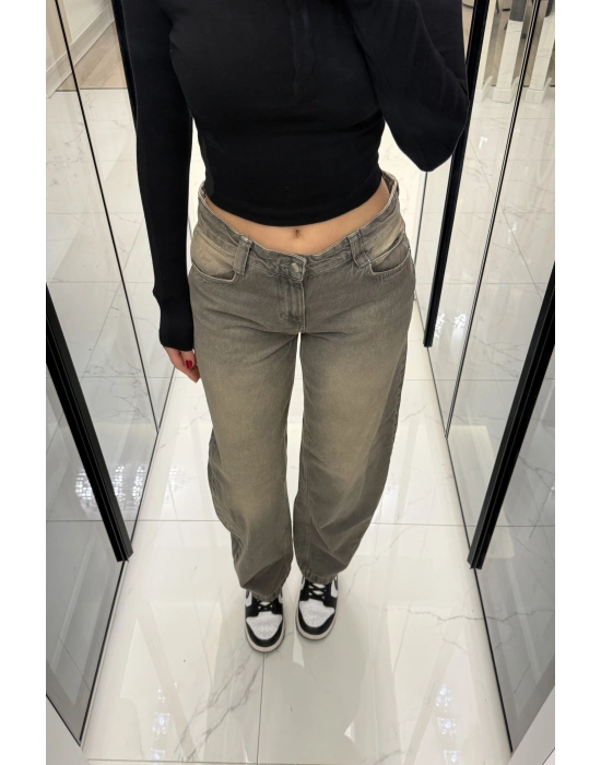 Eskitme Antrasit Baggy Jean