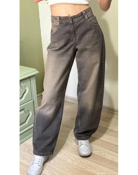 Eskitme Antrasit Baggy Jean