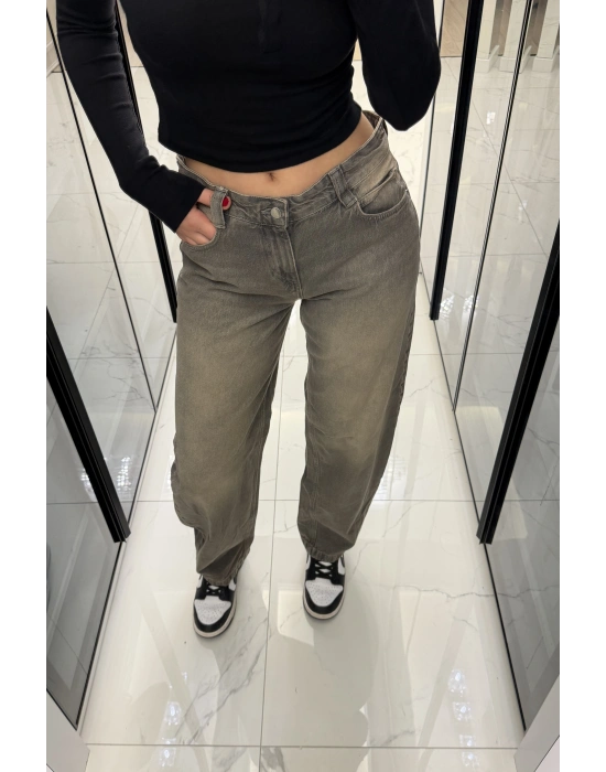 Eskitme Antrasit Baggy Jean