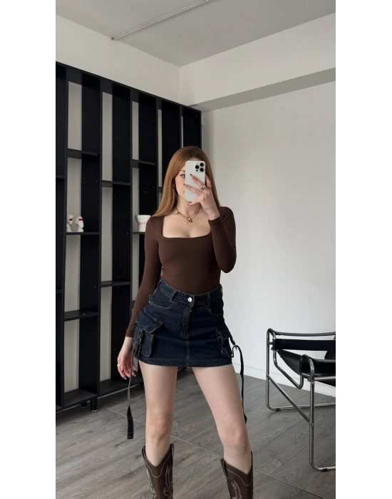 Eva Kargo Cepli Denim Etek