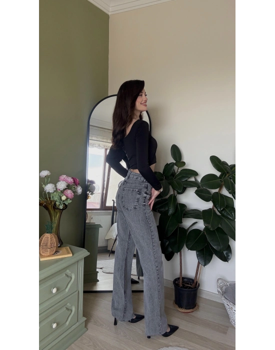 Füme Cara Düz Kesim Straight Jean