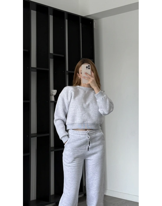 Gri Danny Pamuklu Basic Sweatshirt