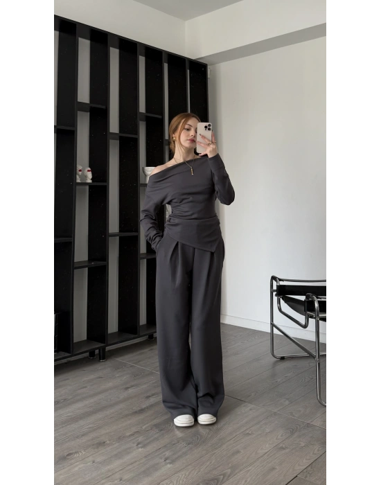 Atrasit Lumi Asimetirk Kayık Yaka Modal Takım