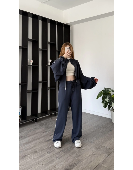 Antrasit Luvy Modal Şeritli Takım