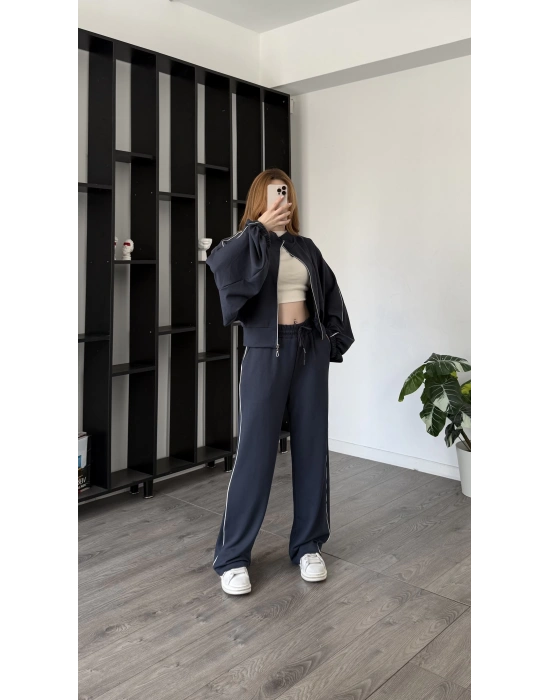 Antrasit Luvy Modal Şeritli Takım