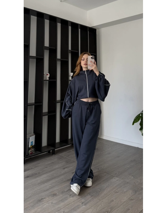 Antrasit Luvy Modal Şeritli Takım
