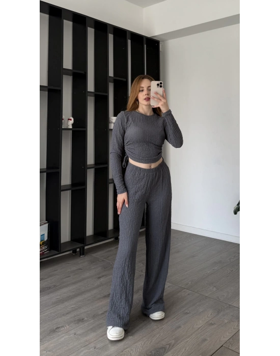 Gri Ollie Büzgü Detaylı 2’li Takım