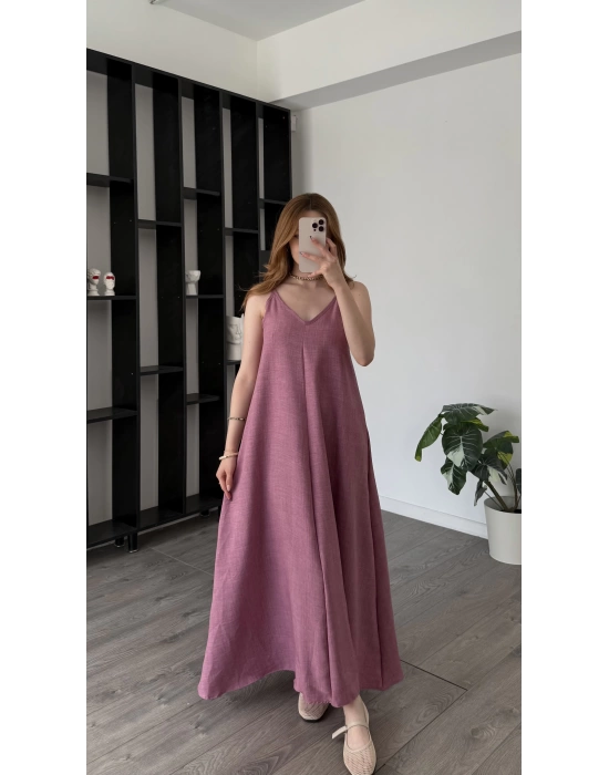Gül Kurusu Sindy Askılı Salaş Elbise