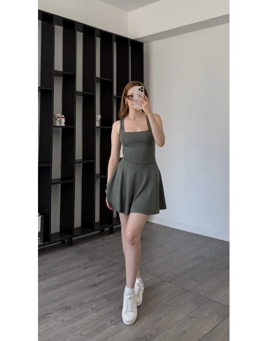 Haki Milly Cepli Şortlu Elbise