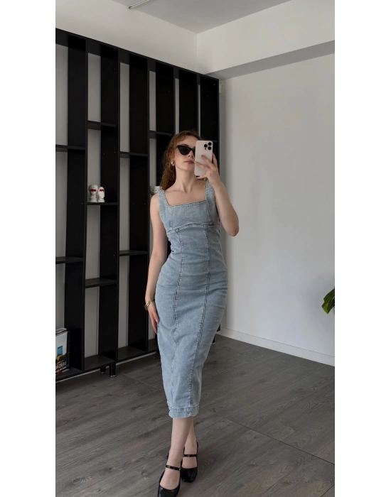 Helen Kalem Denim Elbise