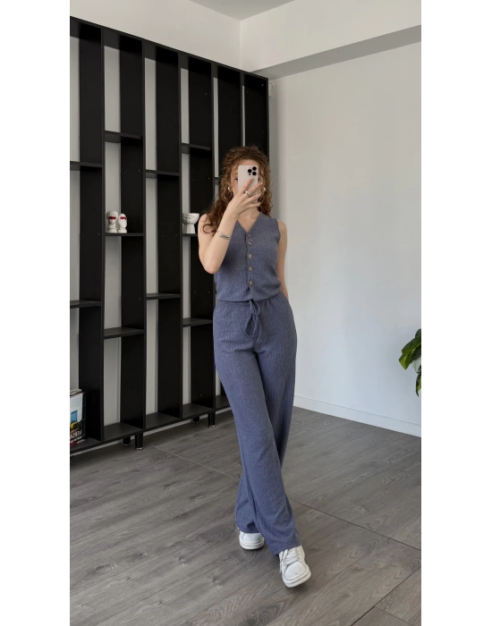 İndigo Zenia Düğmeli 2’li Takım