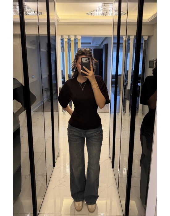 Kahve Alina Belden Bağcıklı Tshirt