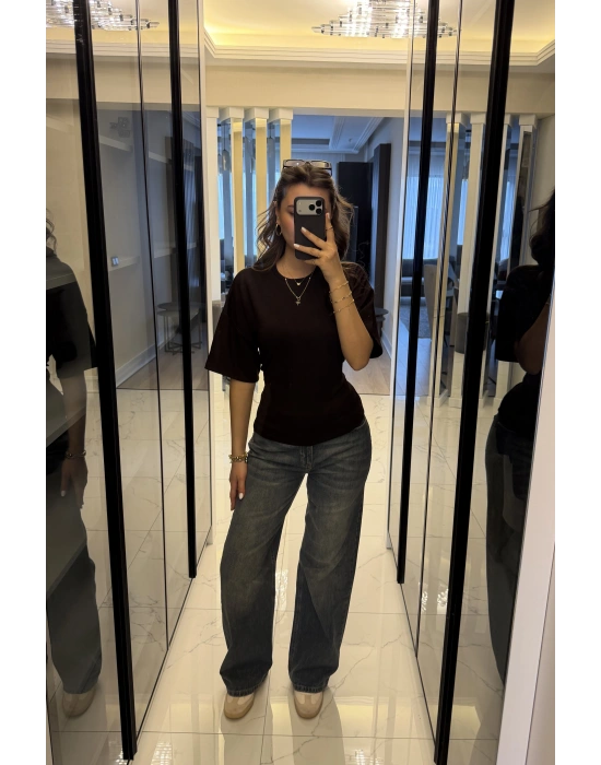 Kahve Alina Belden Bağcıklı Tshirt