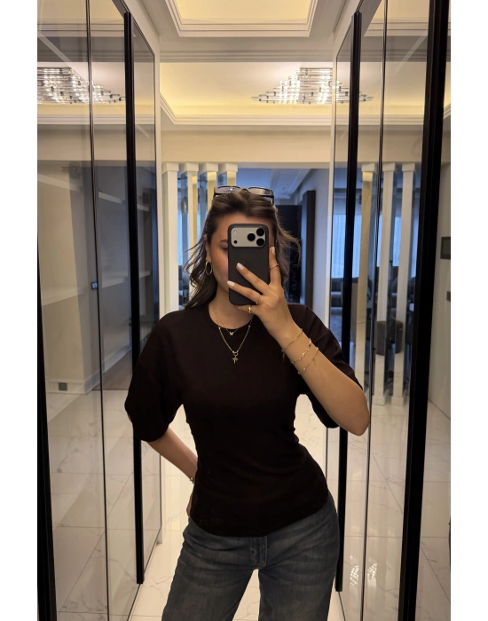 Kahve Alina Belden Bağcıklı Tshirt