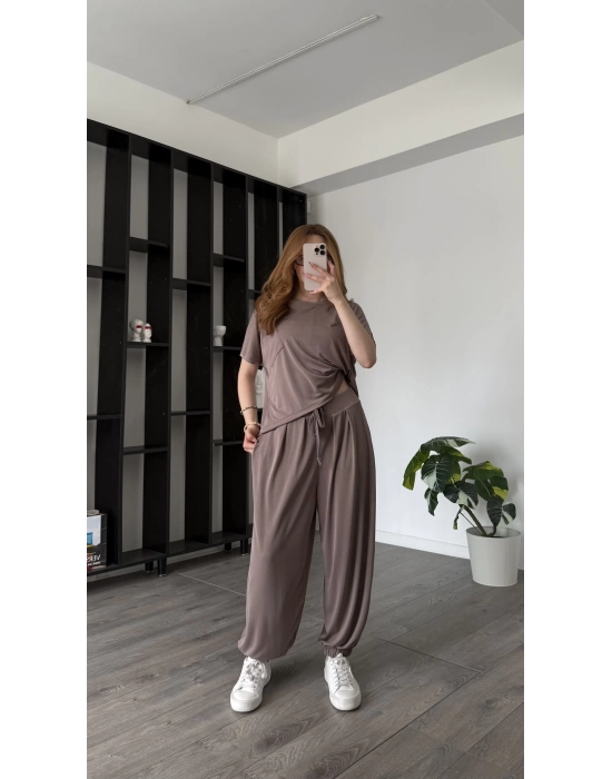 Kahve Anya Sırt Detaylı Modal Takım