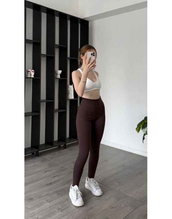 Kahve Isla Fitilli Toparlayıcı Tayt