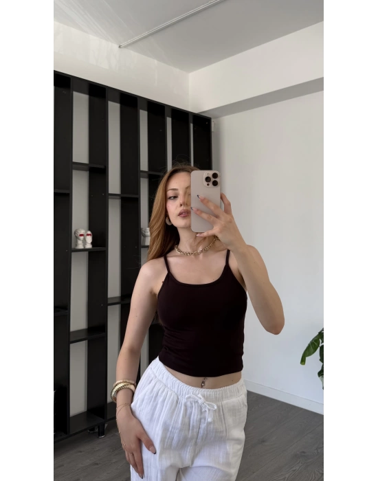 Kahve Lopez Askılı Basic Atlet