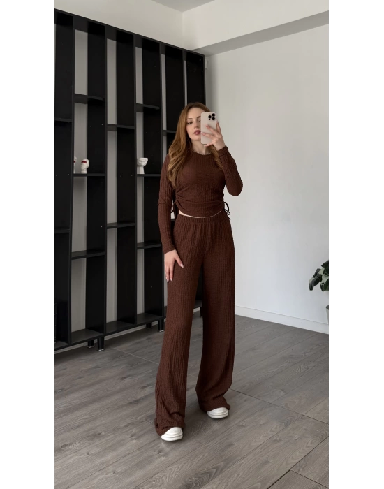 Kahve Ollie Büzgü Detaylı 2’li Takım