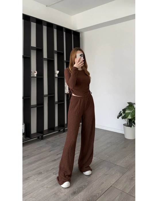 Kahve Ollie Büzgü Detaylı 2’li Takım