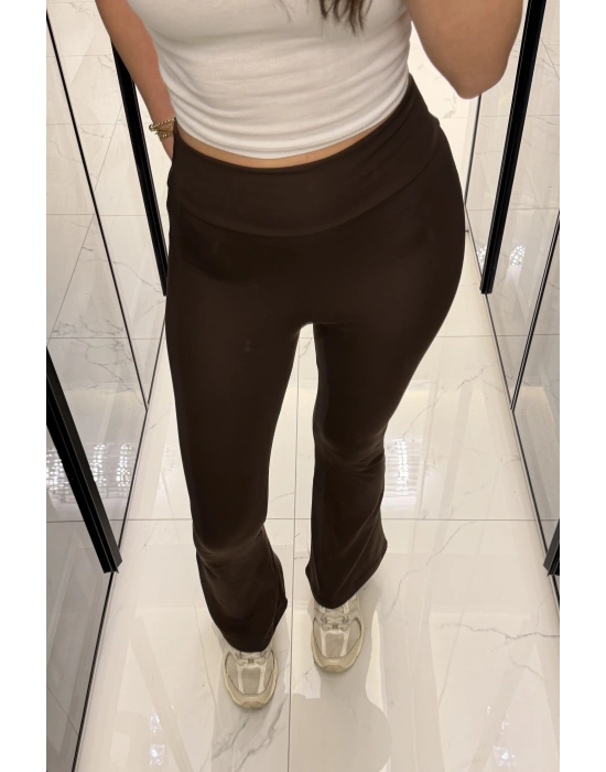 Kahve Oys Muadil Ekstra Sıcak Flare Tayt Pantolon