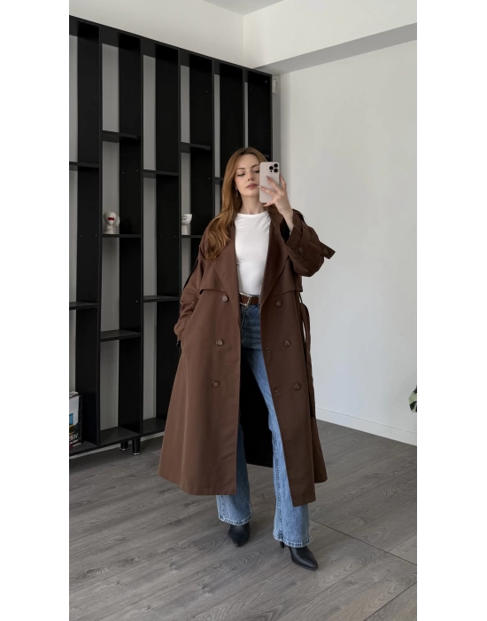 Kahve Shae Oversize Premium Trençkot
