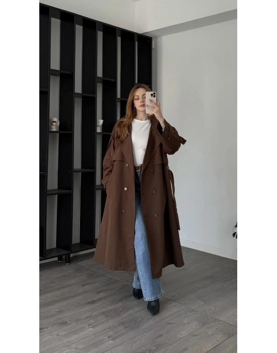 Kahve Shae Oversize Premium Trençkot