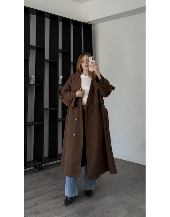 Kahve Shae Oversize Premium Trençkot