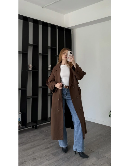 Kahve Shae Oversize Premium Trençkot