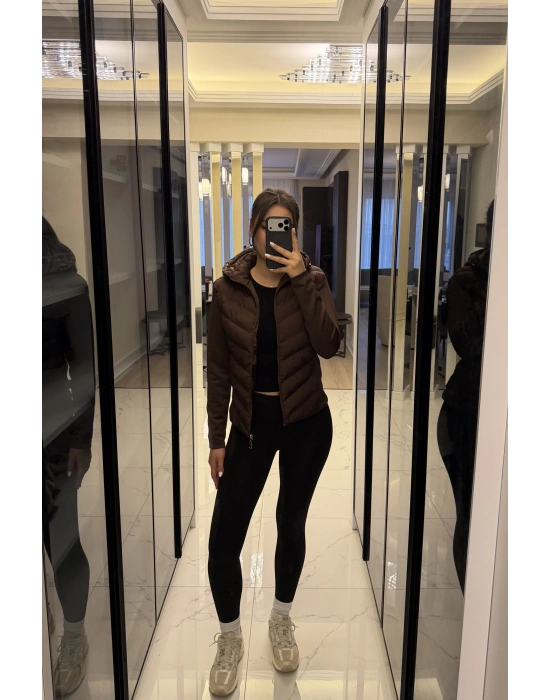 Kahve Zr Muadil Slim Şişme Mont