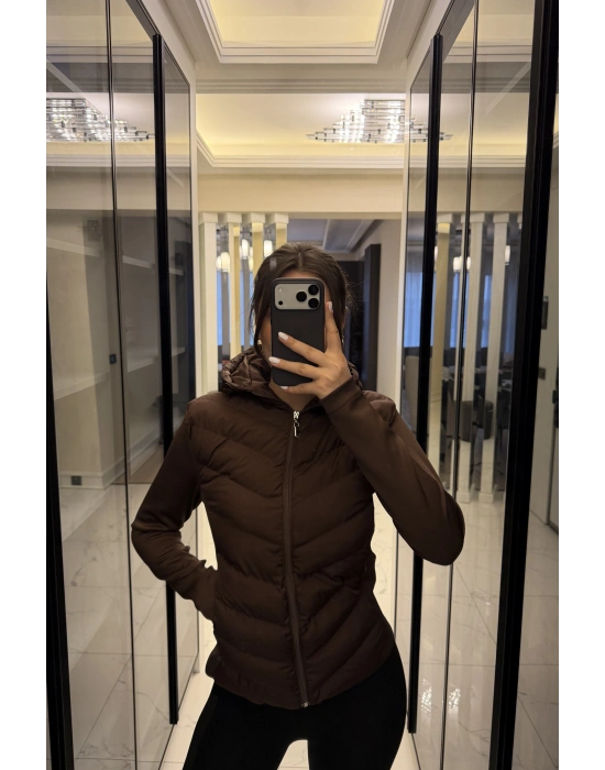 Kahve Zr Muadil Slim Şişme Mont