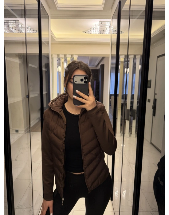 Kahve Zr Muadil Slim Şişme Mont