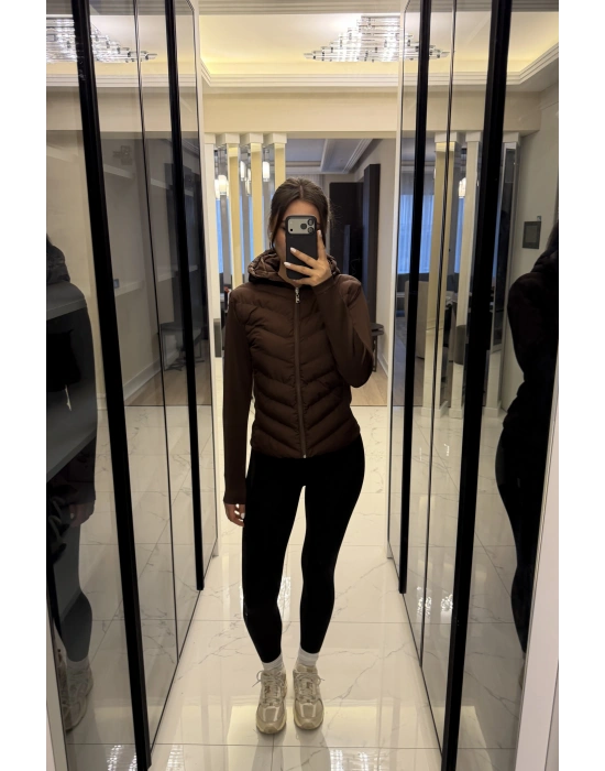 Kahve Zr Muadil Slim Şişme Mont