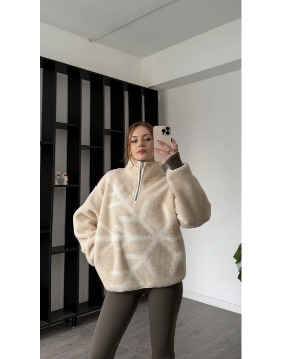 Kar Desen Oys Marka Muadil Peluş Sweatshirt