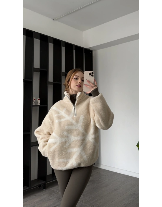 Kar Desen Oys Marka Muadil Peluş Sweatshirt