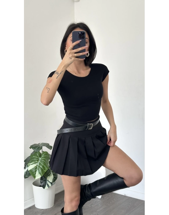 Kayle Siyah Bisiklet Yaka Basic Body