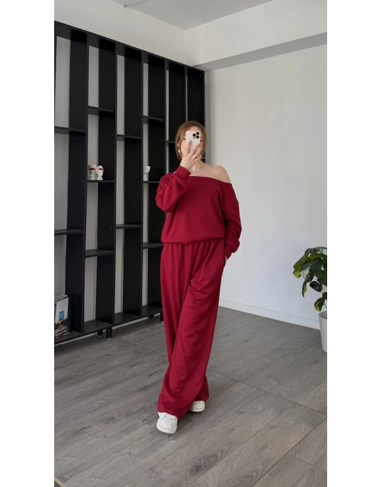 Kırmızı Selia Düşük Omuzlu 2’li Takım