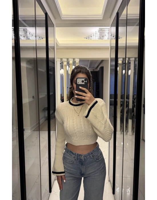 Krem Blair Volan Kol Triko Kazak