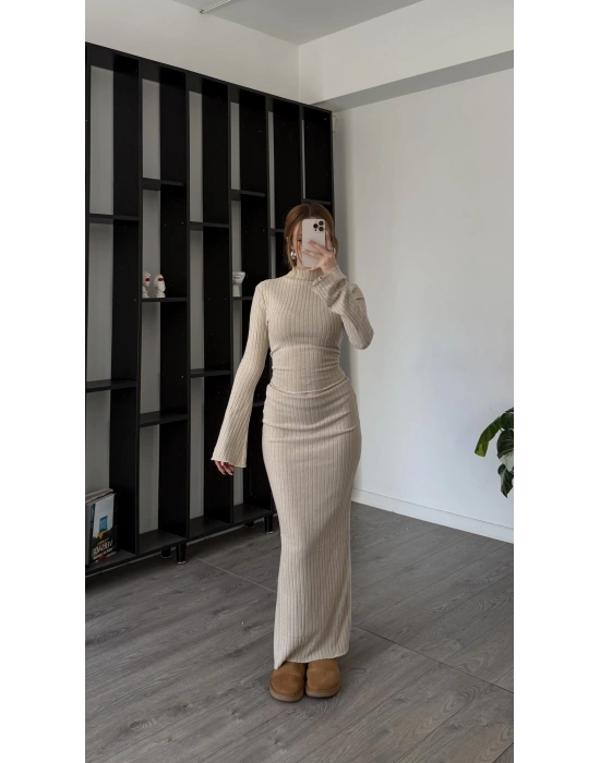 Krem Claire Volan Kollu Etekli Takım