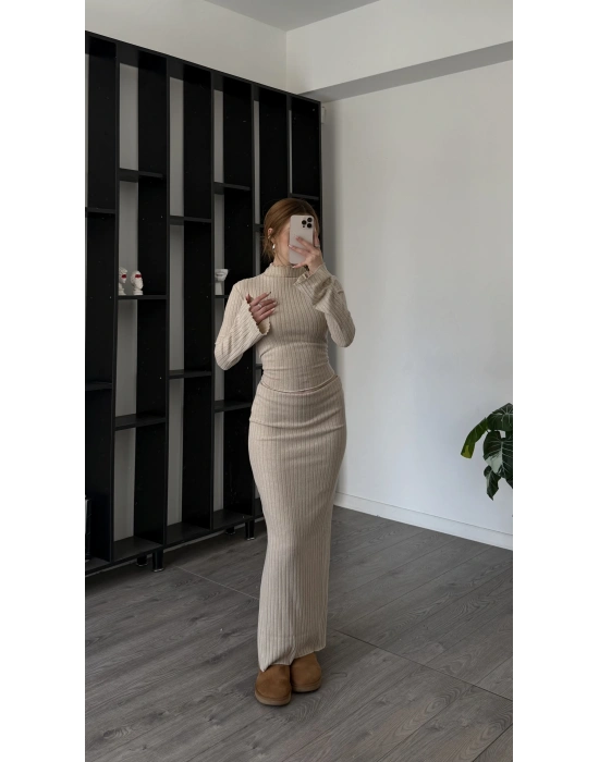 Krem Claire Volan Kollu Etekli Takım