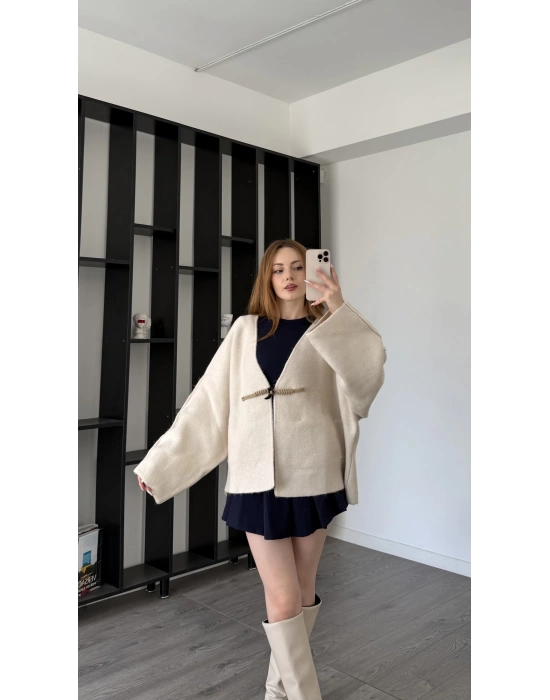 Krem Elira Kalın Ceket Hırka