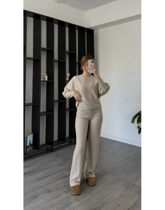 Krem Ophelia Kol Detaylı Takım
