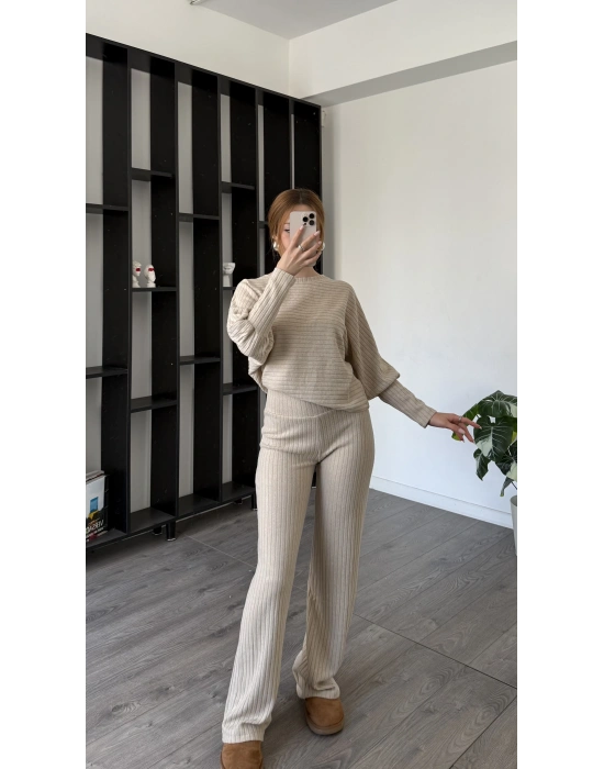 Krem Ophelia Kol Detaylı Takım