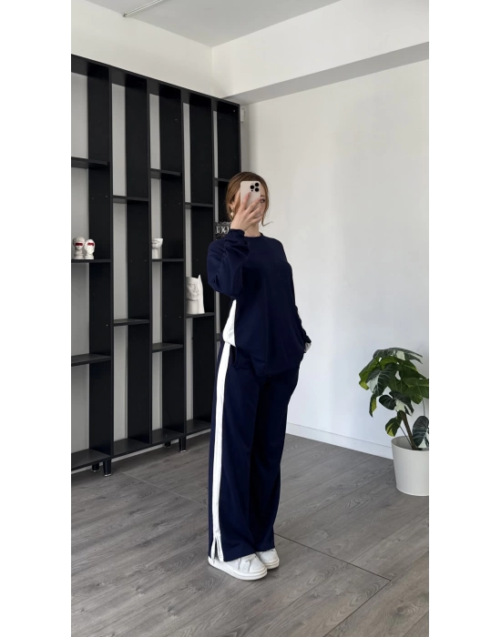 Lacivert Aliser Şeritli Orjinal Marka Takım
