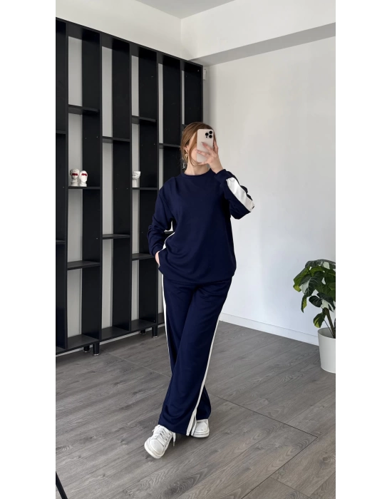 Lacivert Aliser Şeritli Orjinal Marka Takım